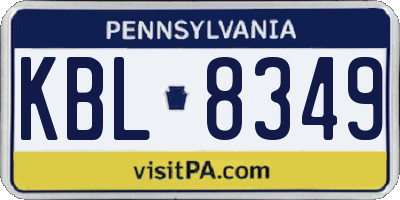 PA license plate KBL8349