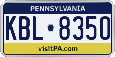PA license plate KBL8350