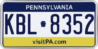 PA license plate KBL8352
