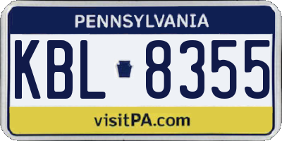 PA license plate KBL8355