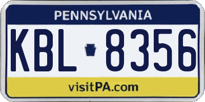 PA license plate KBL8356