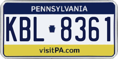 PA license plate KBL8361