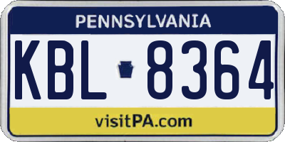 PA license plate KBL8364
