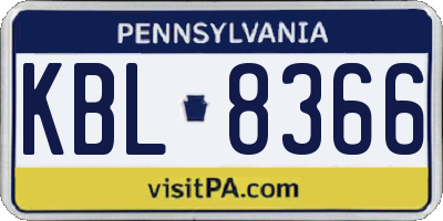 PA license plate KBL8366