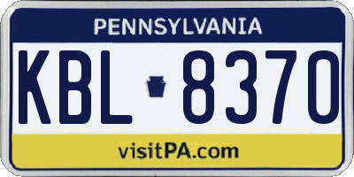 PA license plate KBL8370