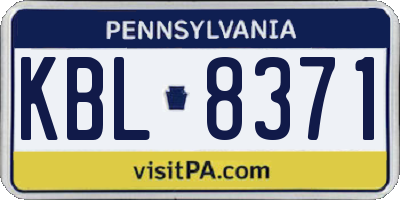 PA license plate KBL8371