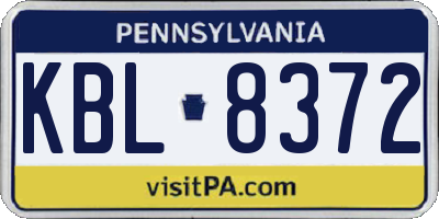 PA license plate KBL8372