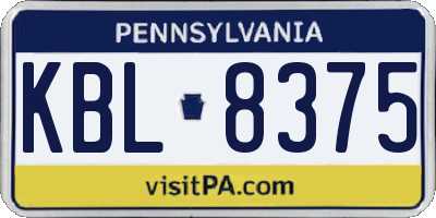 PA license plate KBL8375