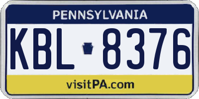 PA license plate KBL8376
