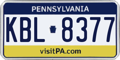 PA license plate KBL8377