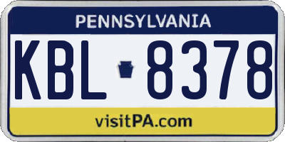 PA license plate KBL8378