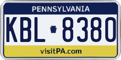 PA license plate KBL8380