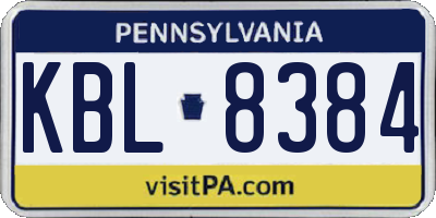PA license plate KBL8384