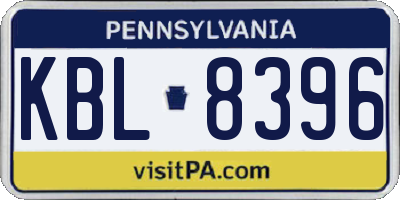 PA license plate KBL8396