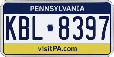 PA license plate KBL8397
