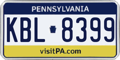 PA license plate KBL8399