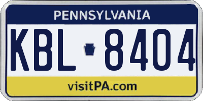 PA license plate KBL8404