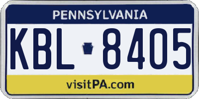 PA license plate KBL8405