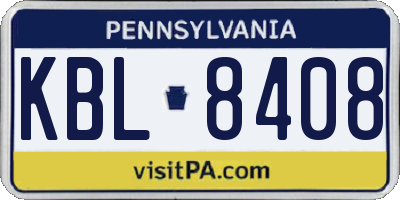 PA license plate KBL8408