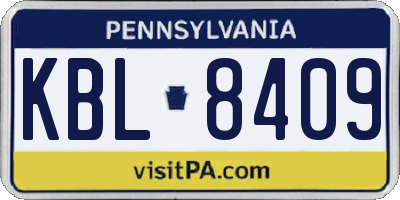 PA license plate KBL8409