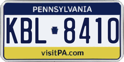 PA license plate KBL8410