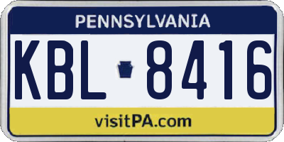 PA license plate KBL8416