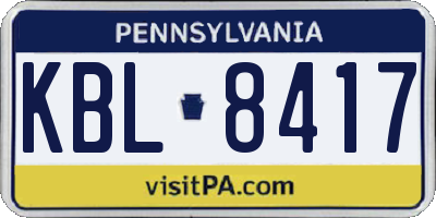 PA license plate KBL8417