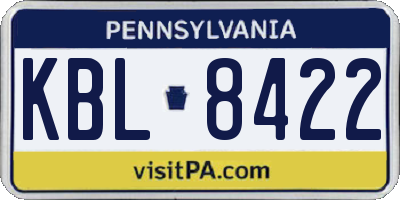 PA license plate KBL8422