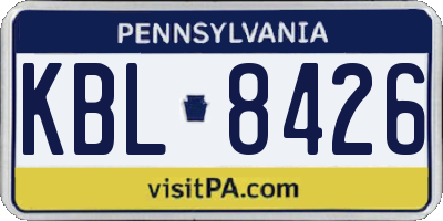 PA license plate KBL8426