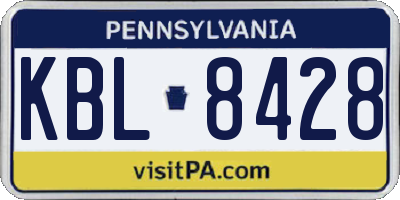 PA license plate KBL8428
