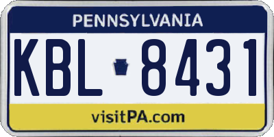 PA license plate KBL8431