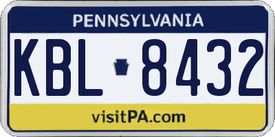 PA license plate KBL8432