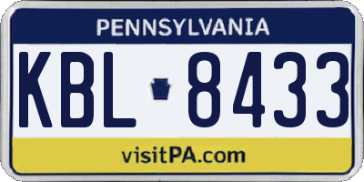 PA license plate KBL8433