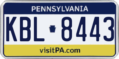 PA license plate KBL8443