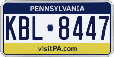PA license plate KBL8447