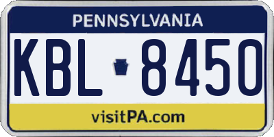 PA license plate KBL8450