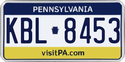 PA license plate KBL8453