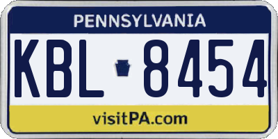 PA license plate KBL8454