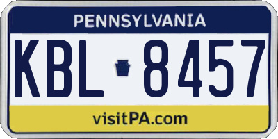 PA license plate KBL8457