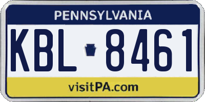 PA license plate KBL8461