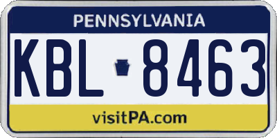 PA license plate KBL8463