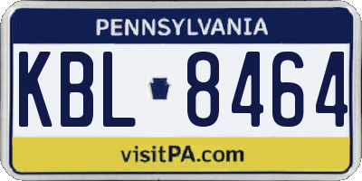 PA license plate KBL8464