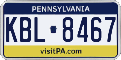 PA license plate KBL8467