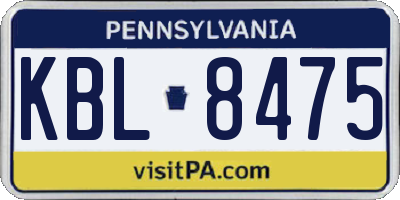 PA license plate KBL8475