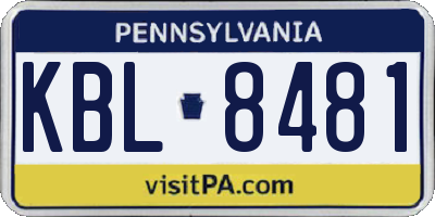 PA license plate KBL8481