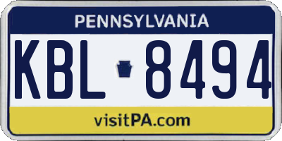 PA license plate KBL8494