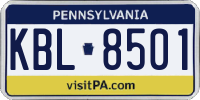 PA license plate KBL8501