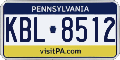PA license plate KBL8512