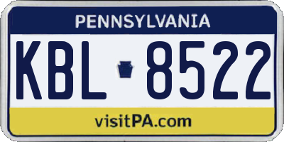PA license plate KBL8522