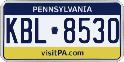 PA license plate KBL8530
